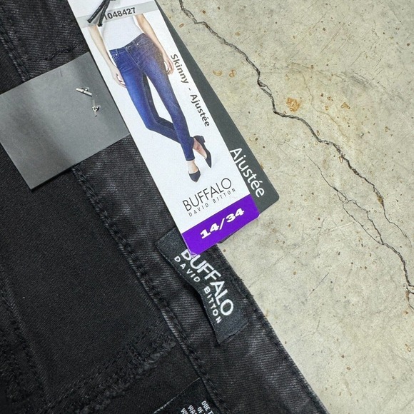 Buffalo David Bitton Women's Francesca Mid-Rise Skinny Stretch Jean Black 14 34W - Picture 3 of 11